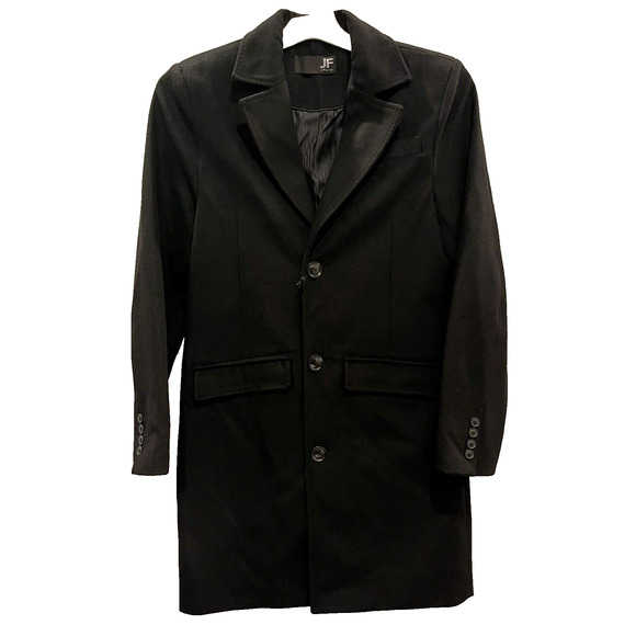JF J.Ferrar Mens Topcoat Small Black Water Resistant Midweight ✨NEW✨ $240 Retail - Picture 1 of 7